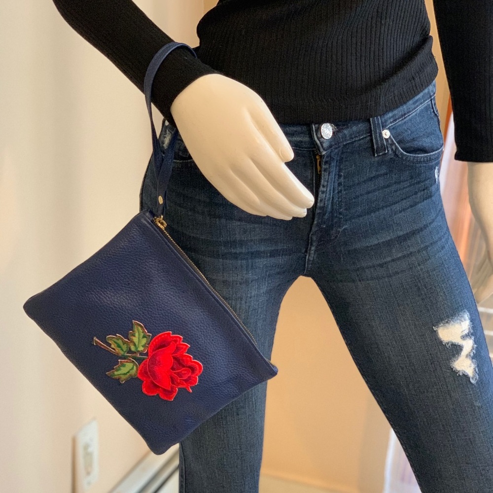 Laggo Rose Leather Wristlet - Navy
